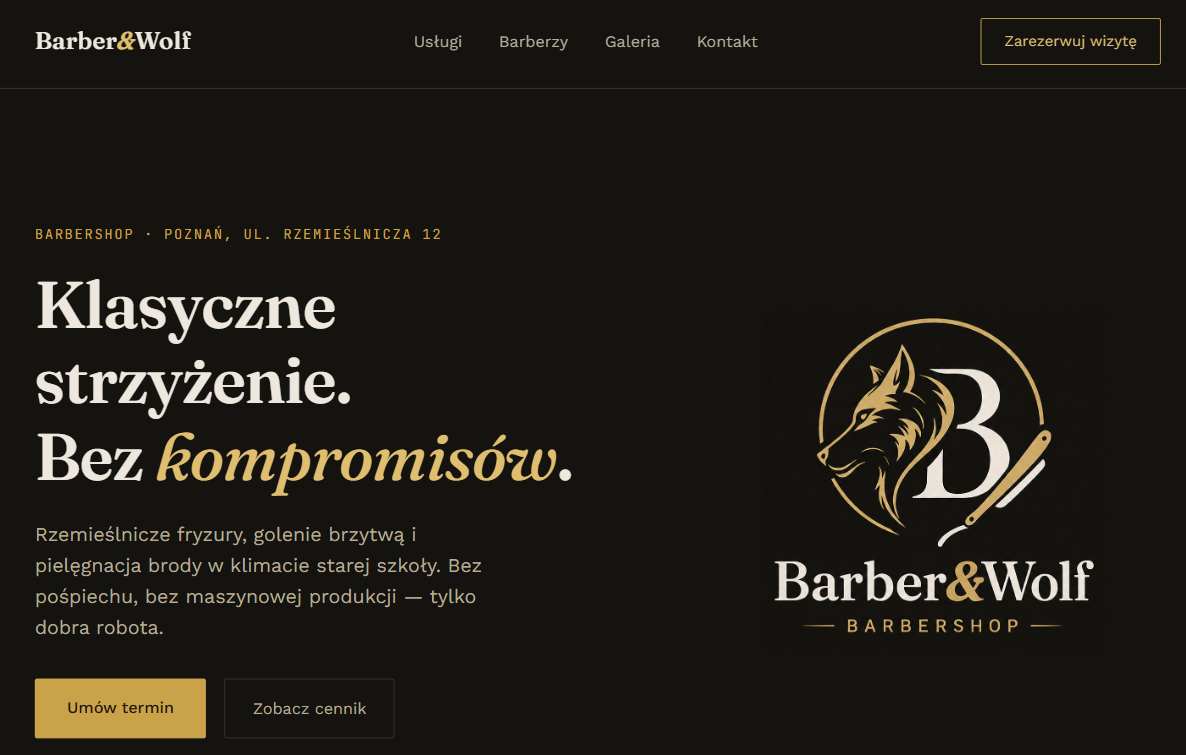 Podgląd strony barbershopu