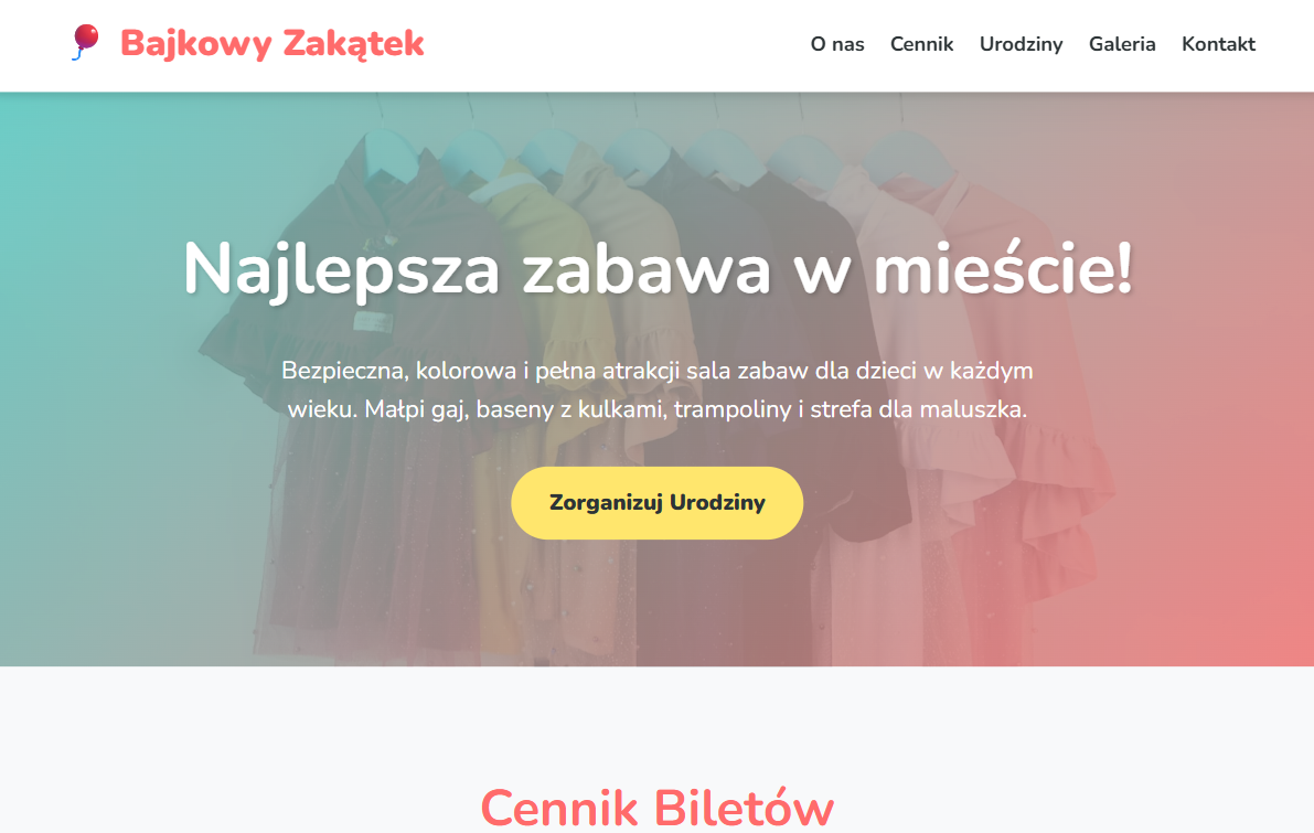 Podgląd strony sali zabaw