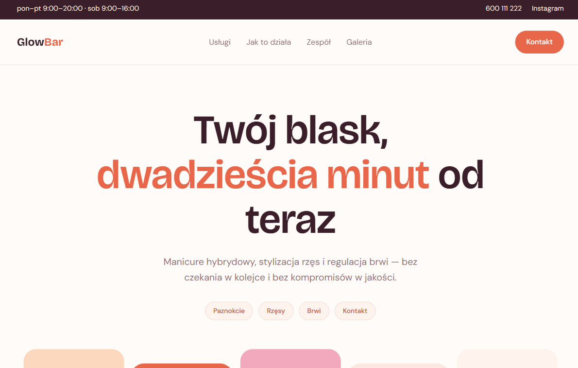 Podgląd strony salonu beauty